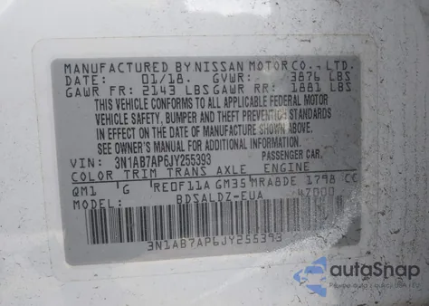 2018 Nissan Sentra Sv из США, поврежденный, VIN 3N1AB7AP6JY255393